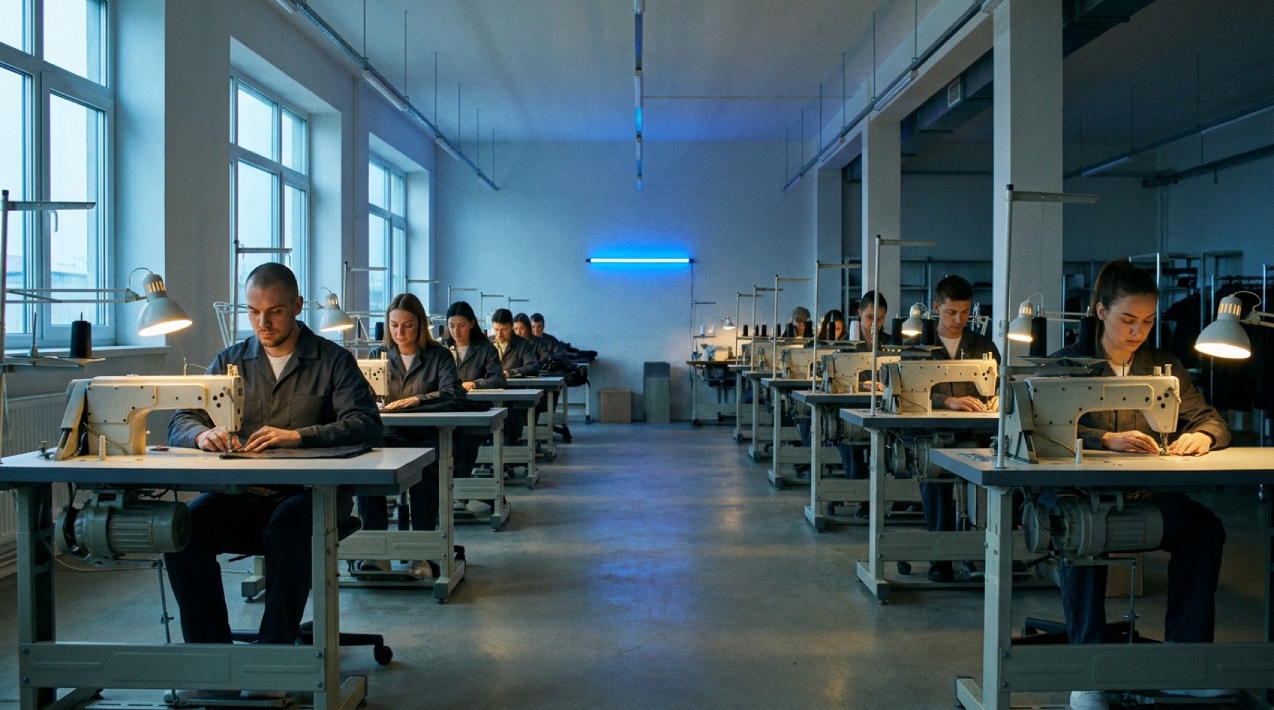 Modern garment factory floor